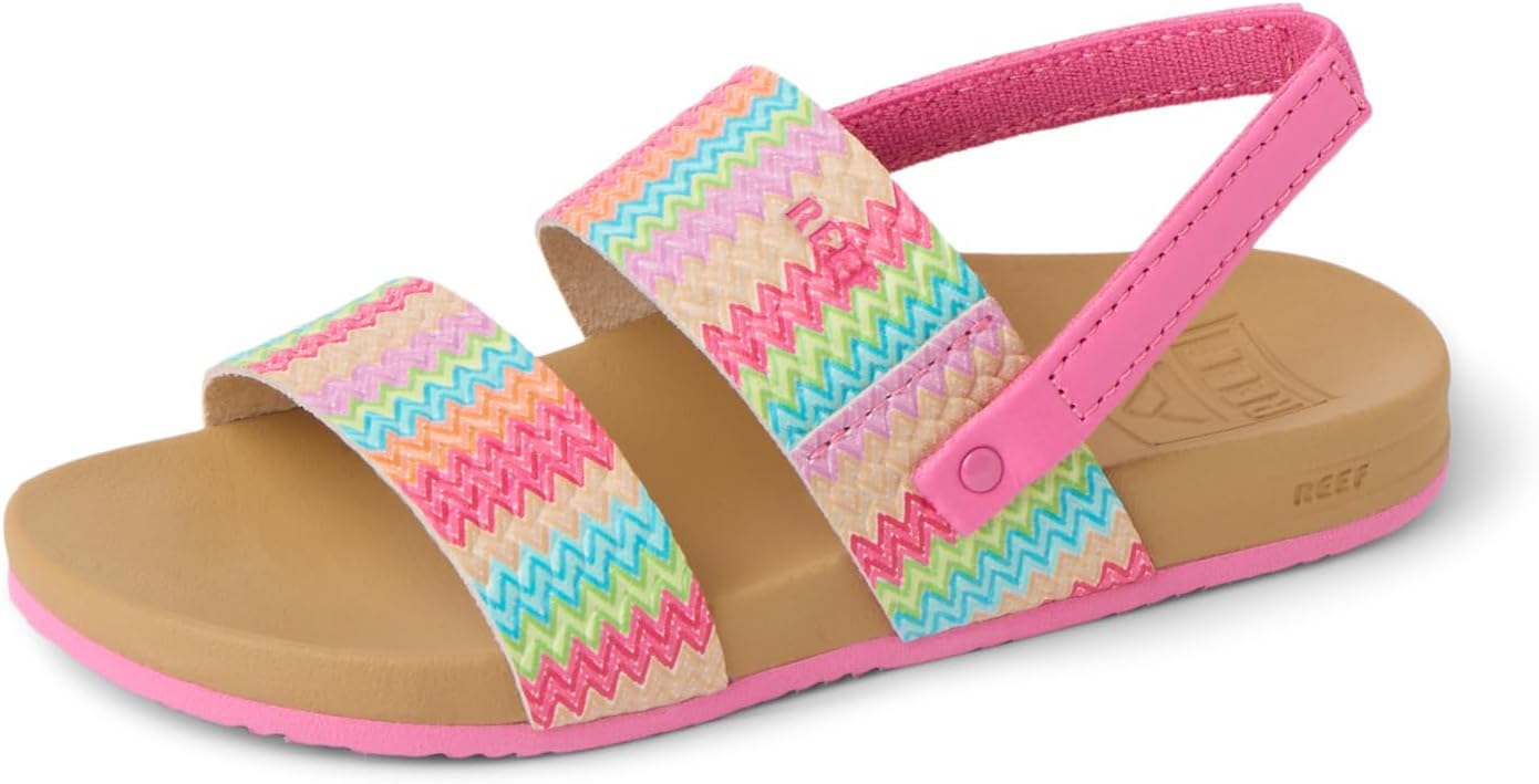 REEF Girls ToddlerLittle Kids Cushion Vista Sandal PinkMulti Raffia
