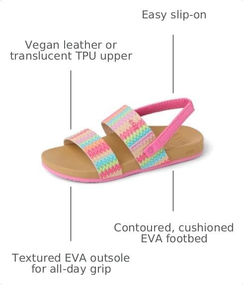REEF Girls ToddlerLittle Kids Cushion Vista Sandal PinkMulti Raffia