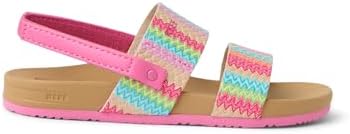 REEF Girls ToddlerLittle Kids Cushion Vista Sandal PinkMulti Raffia