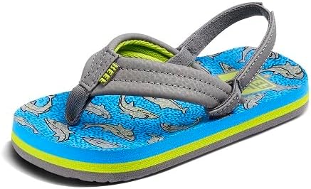 REEF Boys ToddlerLittle Kid Ahi Beach Flip Flop, Soft Cushion Footbed, Water Friendly Sharky Lime