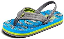 REEF Boys ToddlerLittle Kid Ahi Beach Flip Flop, Soft Cushion Footbed, Water Friendly Sharky Lime