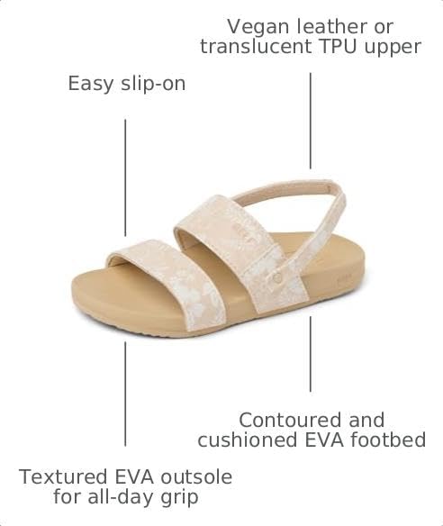 REEF Girls ToddlerLittle Kids Cushion Vista Sandal White FloralTan