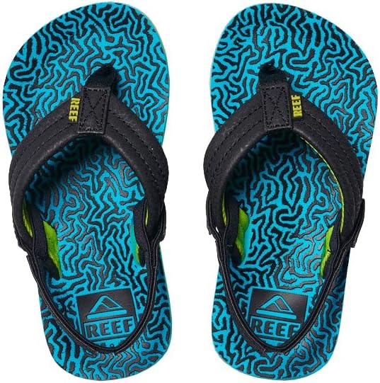 REEF Boys ToddlerLittle Kid Ahi Beach Flip Flop, Soft Cushion Footbed, Water Friendly Blue Coral