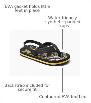 REEF Boys ToddlerLittle Kid Ahi Beach Flip Flop, Soft Cushion Footbed, Water Friendly Tiger Shark