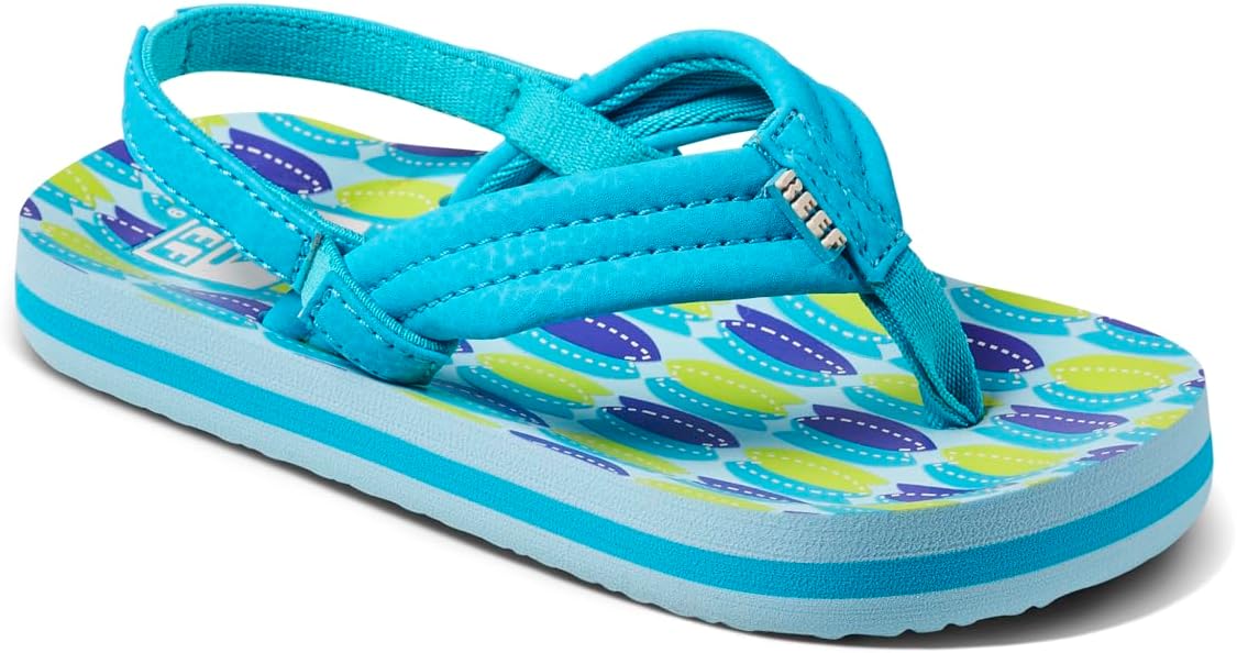 REEF Boys ToddlerLittle Kid Ahi Beach Flip Flop, Soft Cushion Footbed, Water Friendly Blue Fish