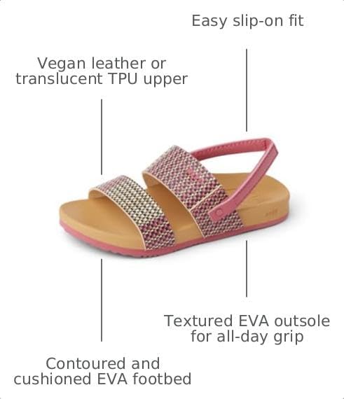 REEF Girls ToddlerLittle Kids Cushion Vista Sandal Pink Raffia