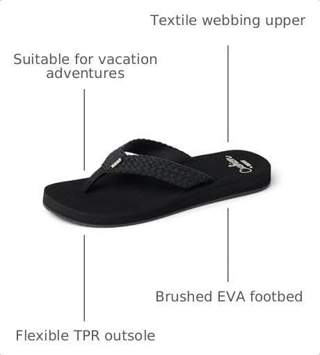 REEF Baja Maria Womens Flip Flop Sandal, Soft Cushion Footbed Black Braid