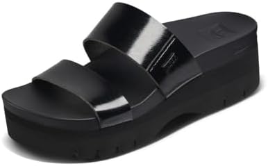 REEF Cushion Vista Higher Women's Platform Fashion Sandal, Arch Support, Ultra Soft Cushion Footbed Black Patent