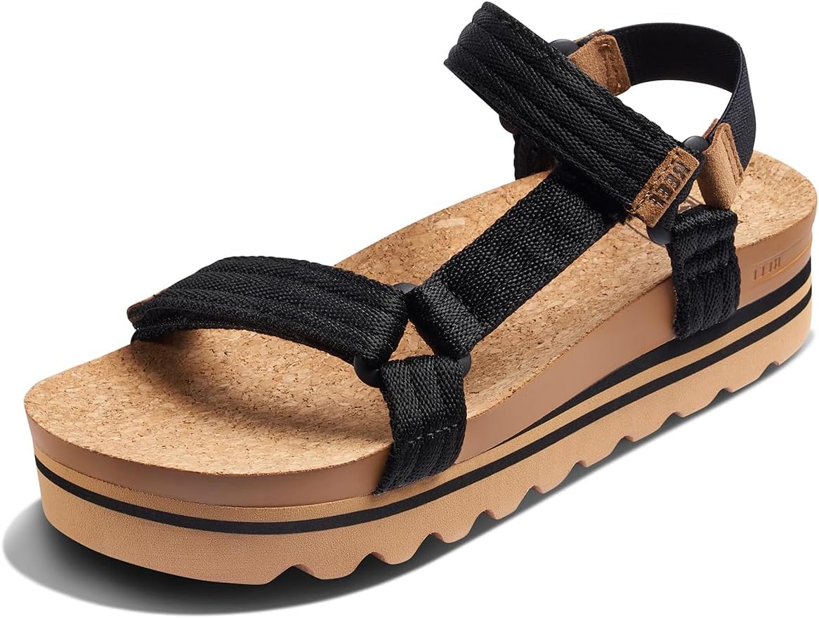 REEF Women's Cushion Rem Hi Platform Sandals Black-tan