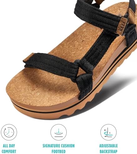 REEF Women's Cushion Rem Hi Platform Sandals Black-tan