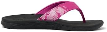 REEF Santa Ana Womens Flip Flop, Arch Support, Water Friendly, Non Marking Outsole Fuchsia RedBlack