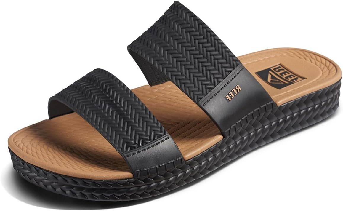 REEF Women's Water Vista Slide Platform Slides Black-tan