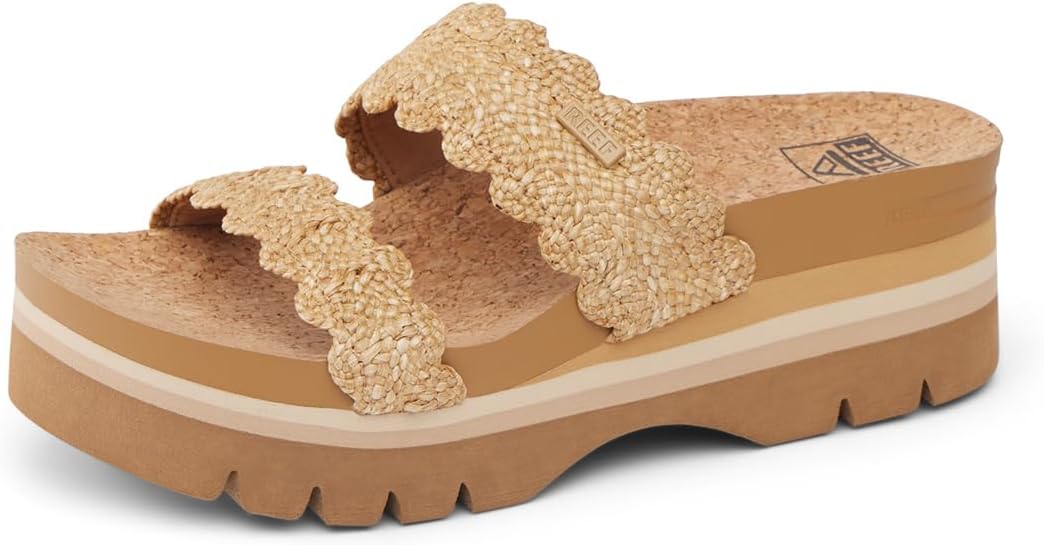 REEF Cushion Vista Higher Women's Platform Fashion Sandal, Arch Support, Ultra Soft Cushion Footbed Scalloped Tan