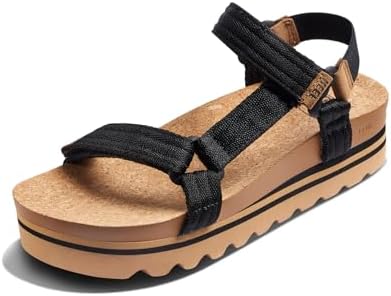 REEF Women's Cushion Rem Hi Platform Sandals Black-tan