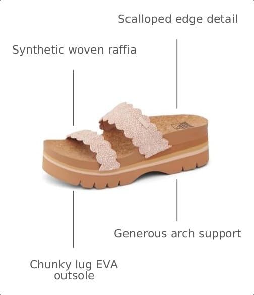 REEF Cushion Vista Higher Women's Platform Fashion Sandal, Arch Support, Ultra Soft Cushion Footbed Scalloped Rose