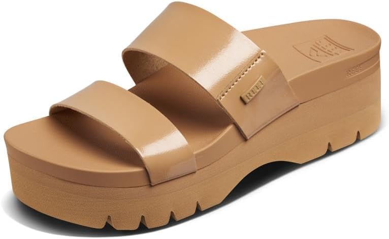 REEF Cushion Vista Higher Women's Platform Fashion Sandal, Arch Support, Ultra Soft Cushion Footbed Natural Patent