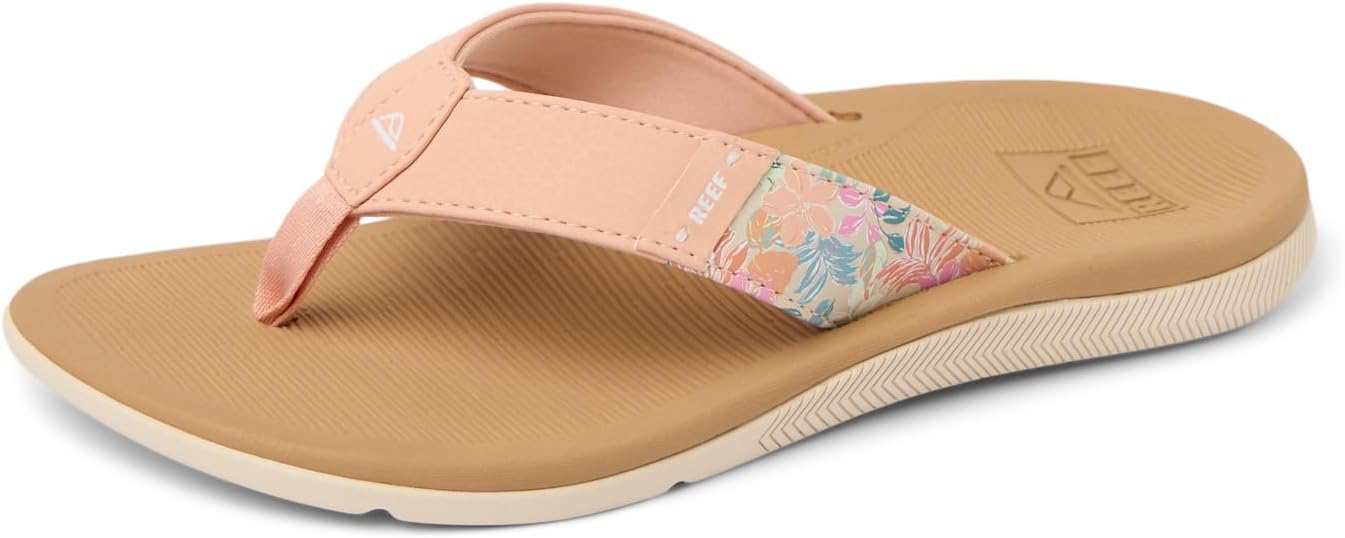 REEF Santa Ana Womens Flip Flop, Arch Support, Water Friendly, Non Marking Outsole Peach-tan