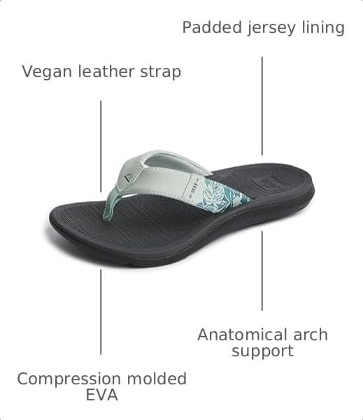 REEF Santa Ana Womens Flip Flop, Arch Support, Water Friendly, Non Marking Outsole Mint