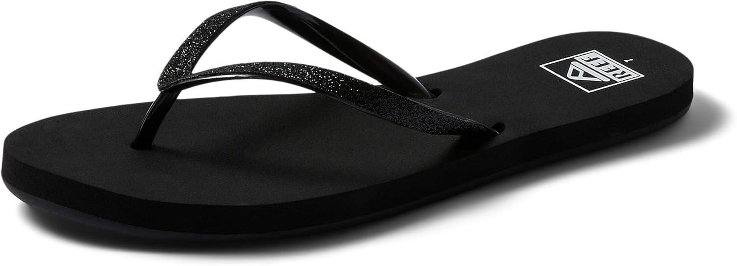 REEF Women's Sandals Stargazer, Glitter Flip Flops for Women With Soft Cushion Footbed BlackBlack
