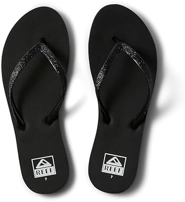 REEF Women's Sandals Stargazer, Glitter Flip Flops for Women With Soft Cushion Footbed BlackBlack