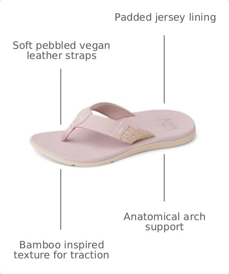 REEF Santa Ana Womens Flip Flop, Arch Support, Water Friendly, Non Marking Outsole Pale Mauve
