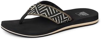 REEF Women's Sandals Spring Woven Flip Flops BlackCream
