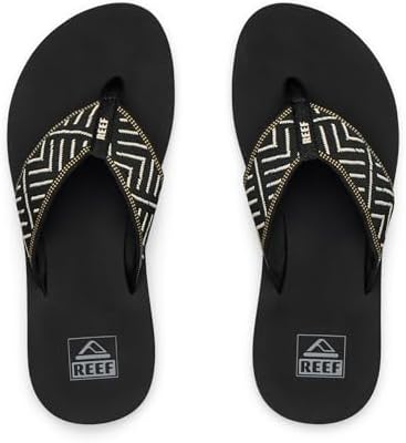 REEF Women's Sandals Spring Woven Flip Flops BlackCream