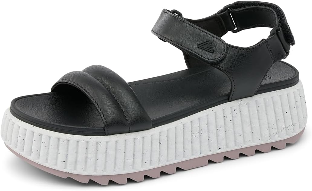 REEF Vista Higher Raya Womens Platform Sandal, Adjustable Straps, Soft Molded Footbed BlackWhite