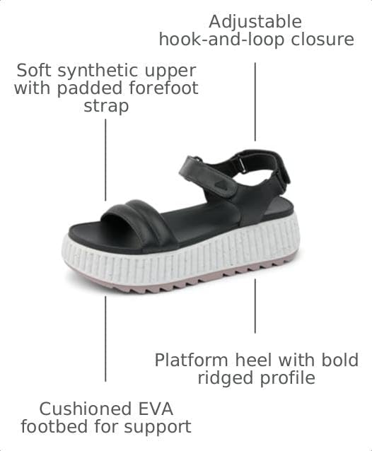 REEF Vista Higher Raya Womens Platform Sandal, Adjustable Straps, Soft Molded Footbed BlackWhite