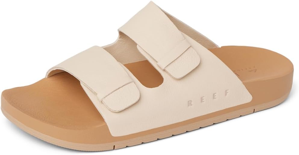 REEF Ojai Two Bar Women's Fashion Slide Sandal, Premium Leather, Soft Cushion Footbed Natural Leather