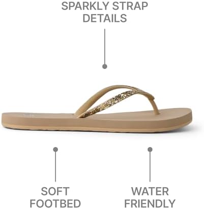 REEF Women's Sandals Stargazer, Glitter Flip Flops for Women With Soft Cushion Footbed Gemstone