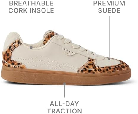 REEF Womens Boardwalk Callie Shoe, Premium Suede, Cushion Footbed Cheetah