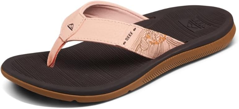 REEF Santa Ana Womens Flip Flop, Arch Support, Water Friendly, Non Marking Outsole Peach Parfait