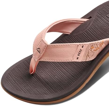 REEF Santa Ana Womens Flip Flop, Arch Support, Water Friendly, Non Marking Outsole Peach Parfait