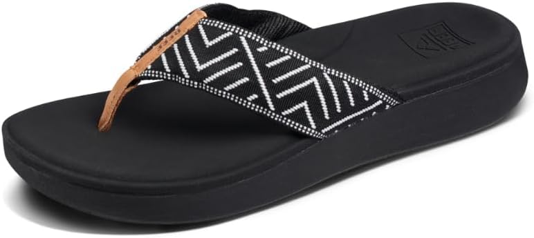 REEF Women's Cloud Tx Arch Support Flip Flop Sandals Black Geo