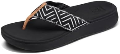 REEF Women's Cloud Tx Arch Support Flip Flop Sandals Black Geo