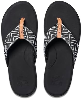 REEF Women's Cloud Tx Arch Support Flip Flop Sandals Black Geo