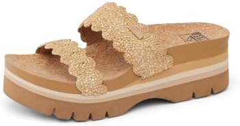 REEF Cushion Vista Higher Women's Platform Fashion Sandal, Arch Support, Ultra Soft Cushion Footbed Scalloped Tan