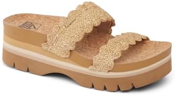 REEF Cushion Vista Higher Women's Platform Fashion Sandal, Arch Support, Ultra Soft Cushion Footbed Scalloped Tan