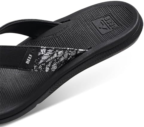 REEF Santa Ana Womens Flip Flop, Arch Support, Water Friendly, Non Marking Outsole BlackWhite