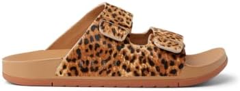 REEF Ojai Two Bar Women's Fashion Slide Sandal, Premium Leather, Soft Cushion Footbed Cheetah