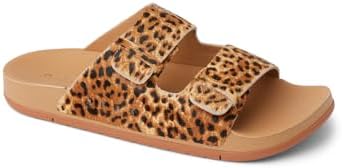 REEF Ojai Two Bar Women's Fashion Slide Sandal, Premium Leather, Soft Cushion Footbed Cheetah