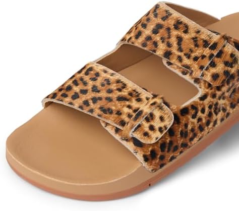 REEF Ojai Two Bar Women's Fashion Slide Sandal, Premium Leather, Soft Cushion Footbed Cheetah