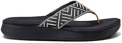 REEF Women's Cloud Tx Arch Support Flip Flop Sandals Black Geo
