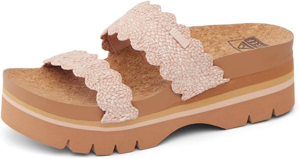 REEF Cushion Vista Higher Women's Platform Fashion Sandal, Arch Support, Ultra Soft Cushion Footbed Scalloped Rose