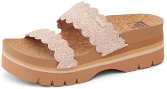 REEF Cushion Vista Higher Women's Platform Fashion Sandal, Arch Support, Ultra Soft Cushion Footbed Scalloped Rose