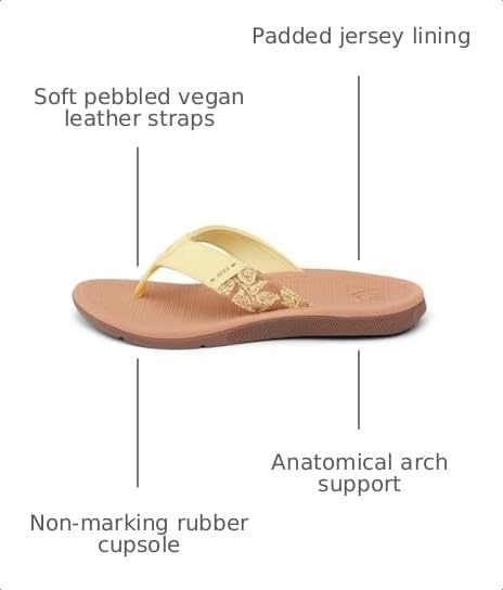 REEF Santa Ana Womens Flip Flop, Arch Support, Water Friendly, Non Marking Outsole Pale Banana