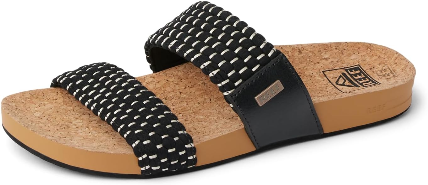 REEF Womens Sandals, Cushion Vista Black Textile