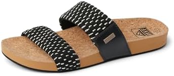 REEF Womens Sandals, Cushion Vista Black Textile