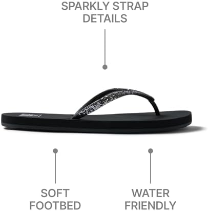 REEF Women's Sandals Stargazer, Glitter Flip Flops for Women With Soft Cushion Footbed Shadow